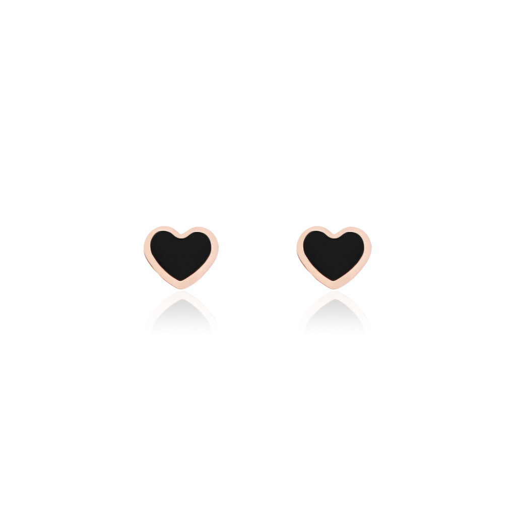 Rose Gold Earrings with Black heart