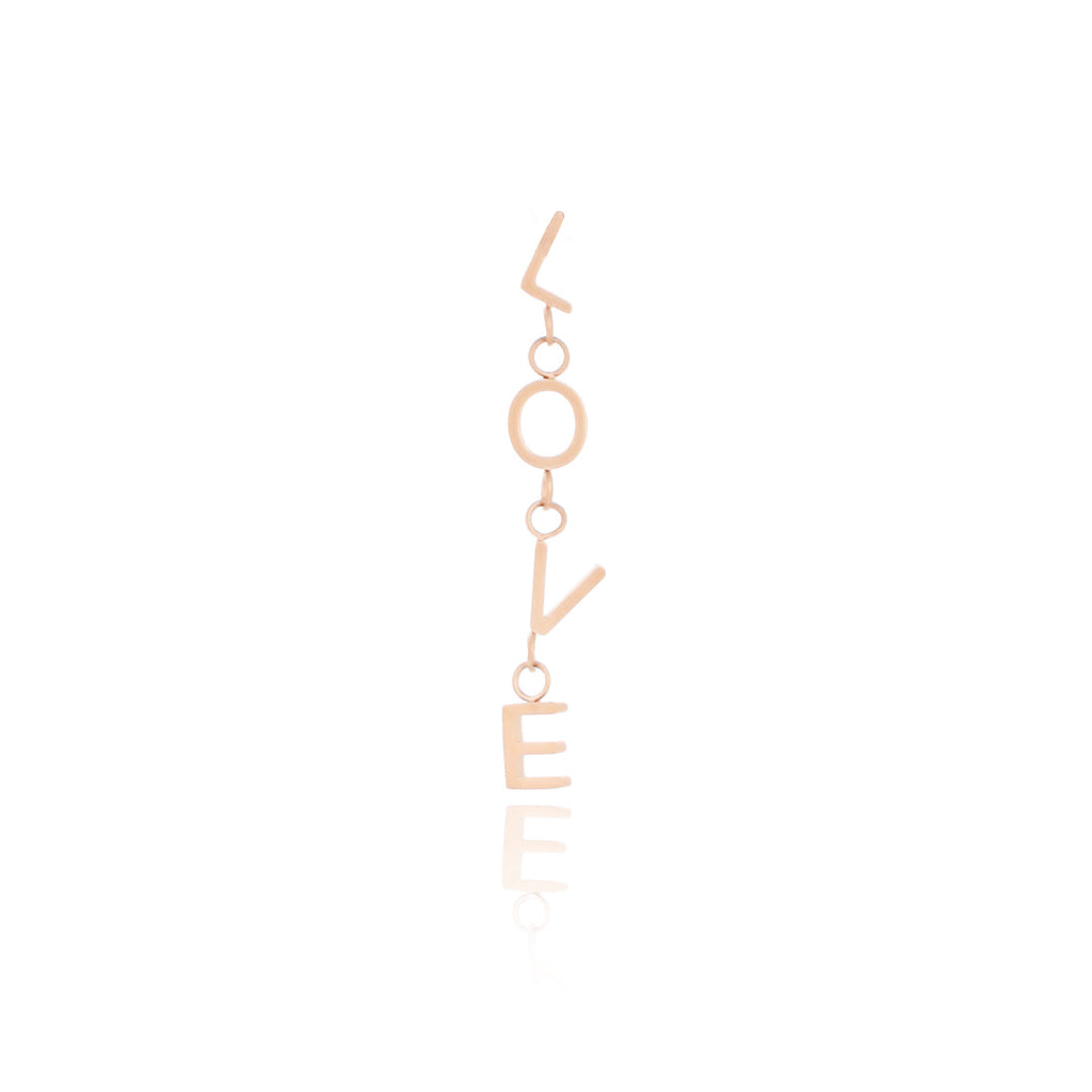 Rose gold earring with love