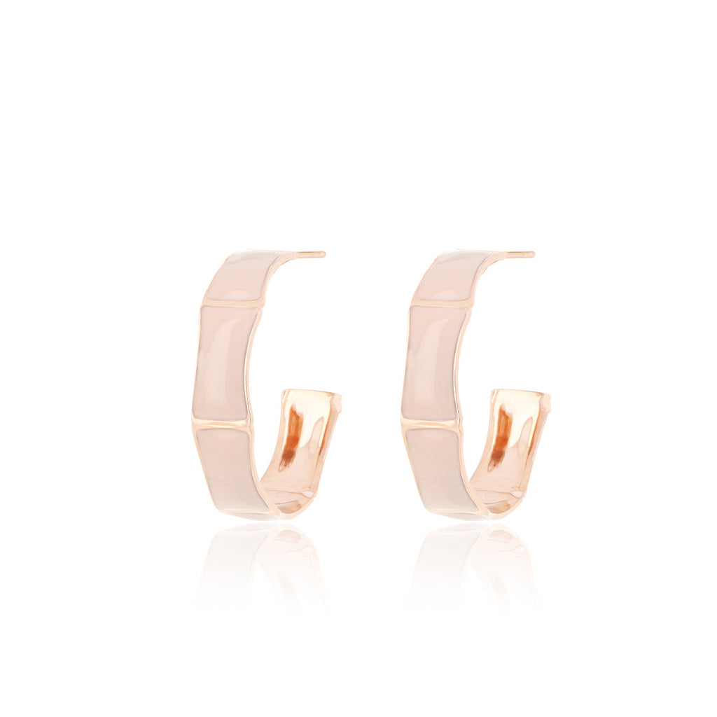 Rose gold earrings with hoops pink