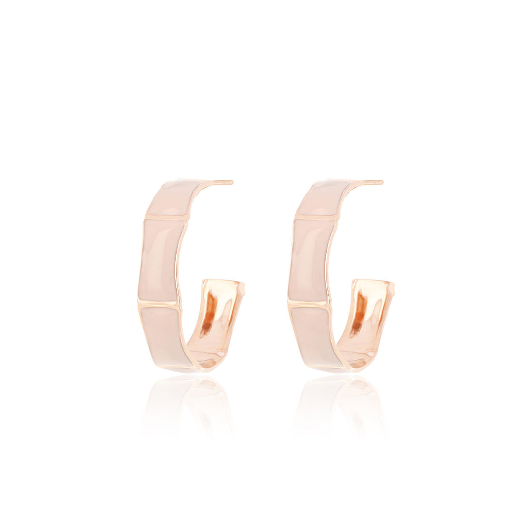 Rose Gold Earrings with Hoops pink