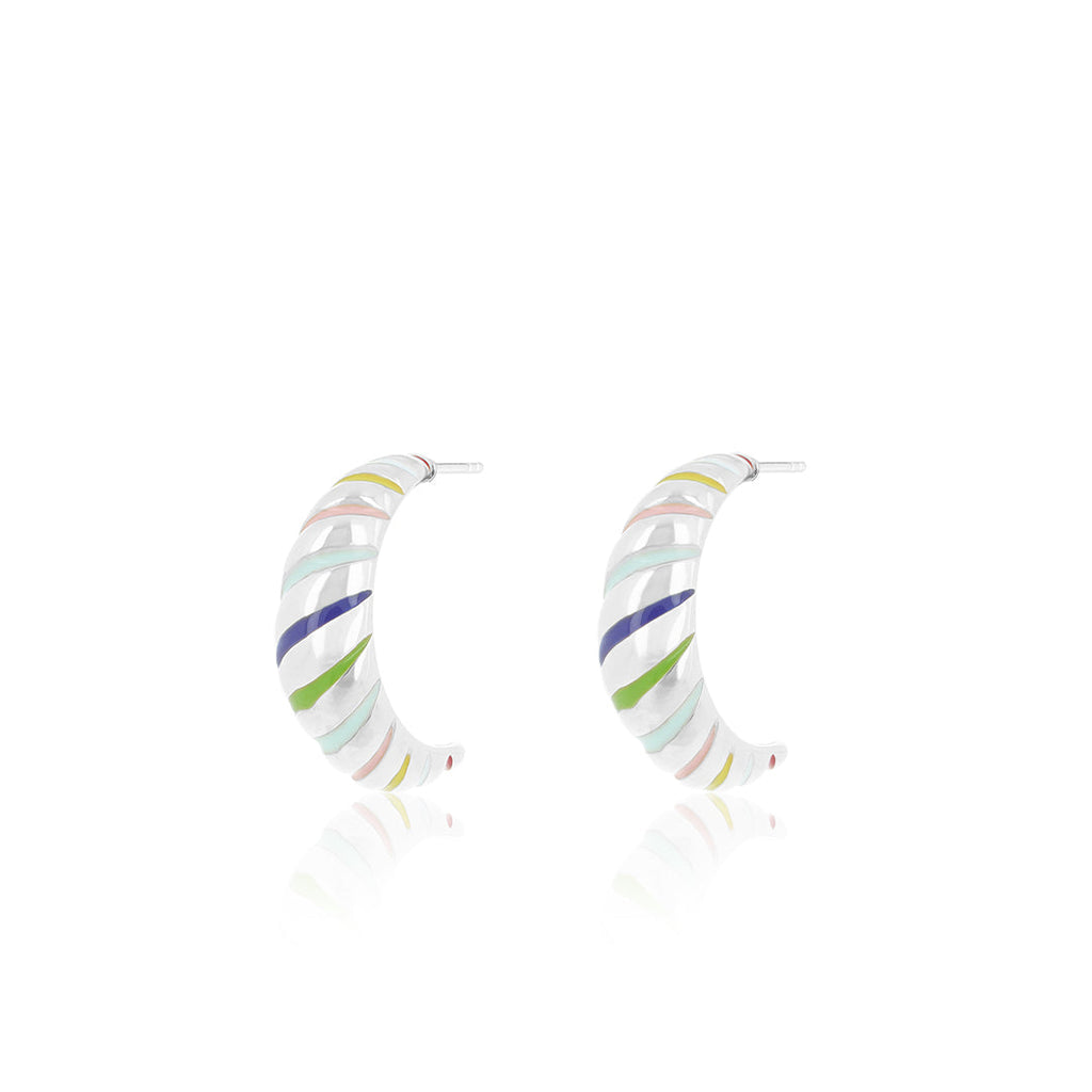 Silver earrings with rainbow