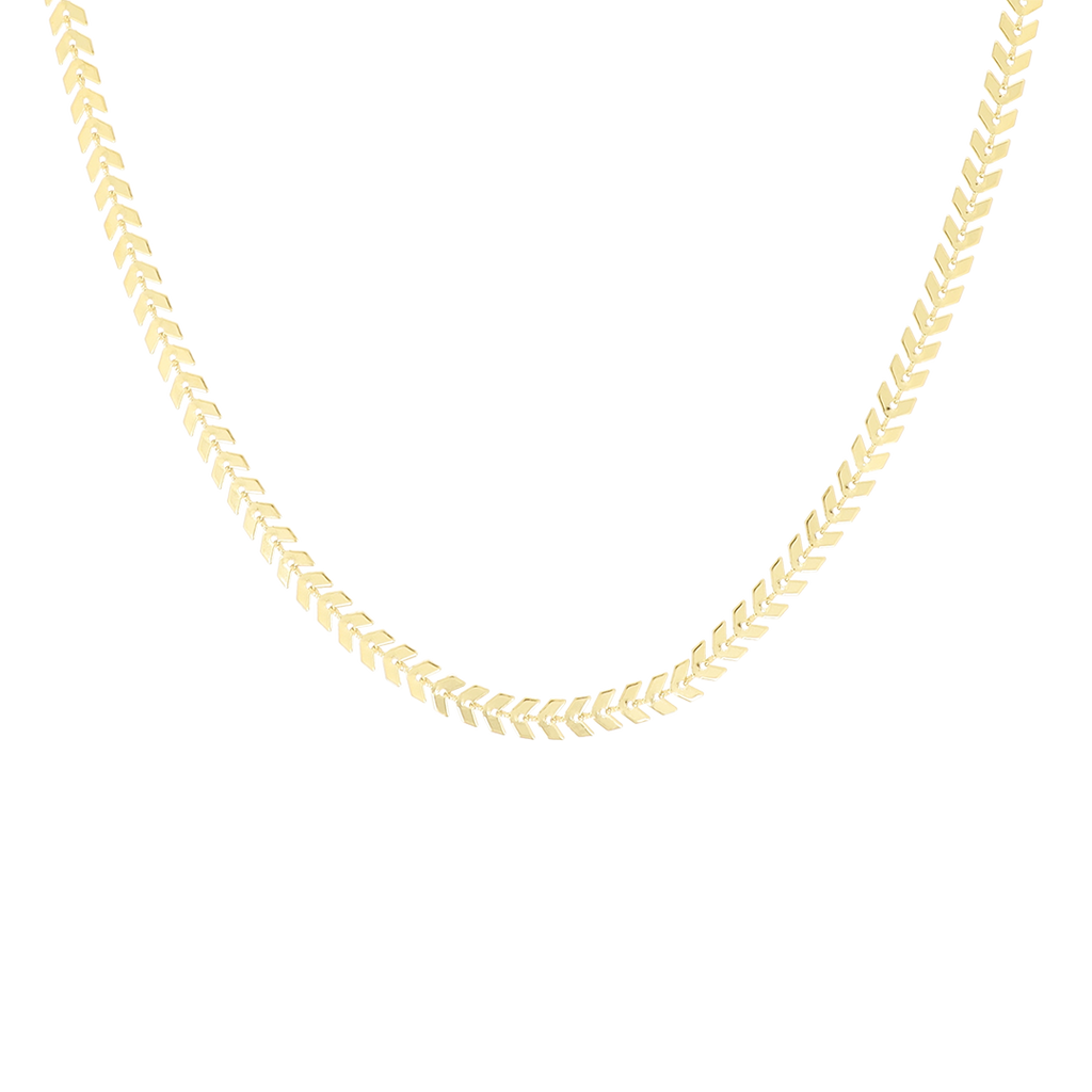 Gold coloured necklace with V-chain
