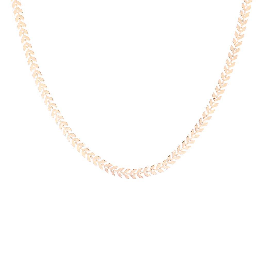 Rose coloured necklace with V-chain