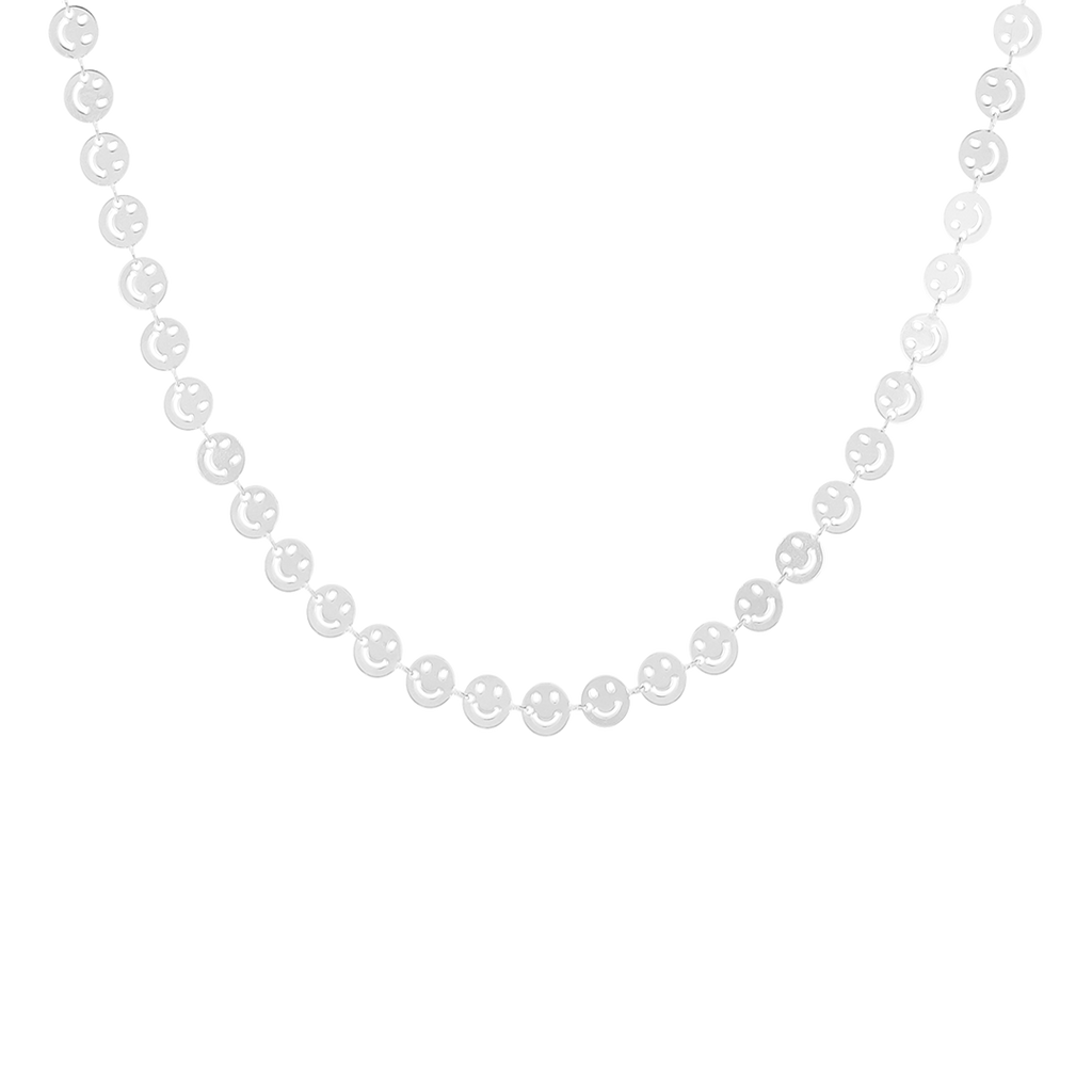 Silver coloured necklace with smileys