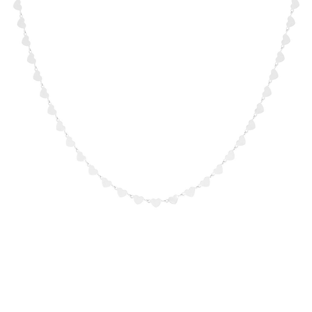 Silver necklace with hearts