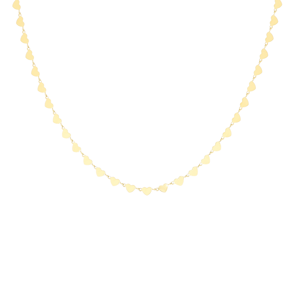 Gold necklace with hearts