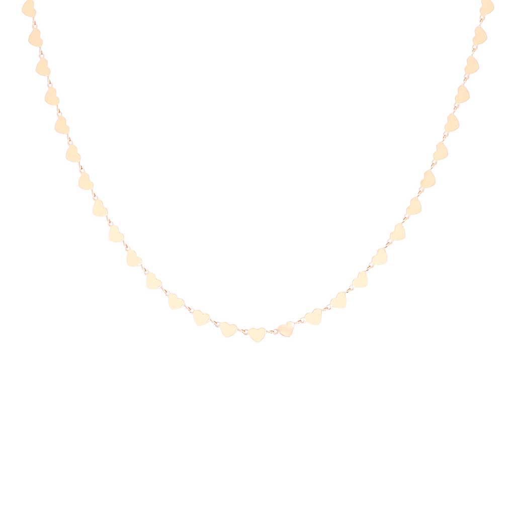 Rose gold necklace with hearts