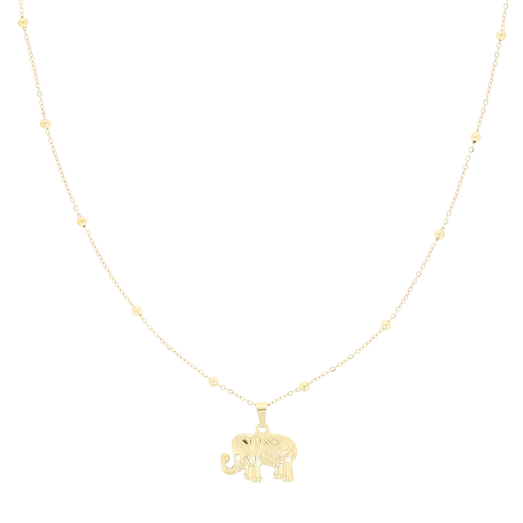 Gold necklace with elephant charm