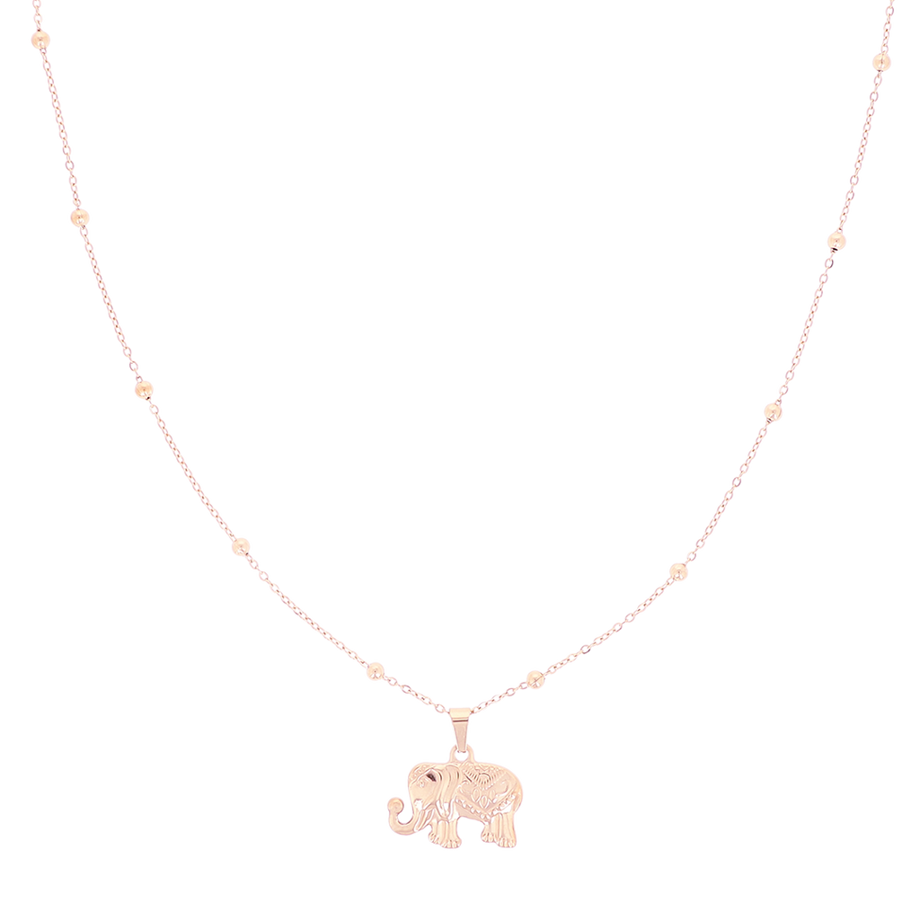 Rose coloured necklace with elephant charm
