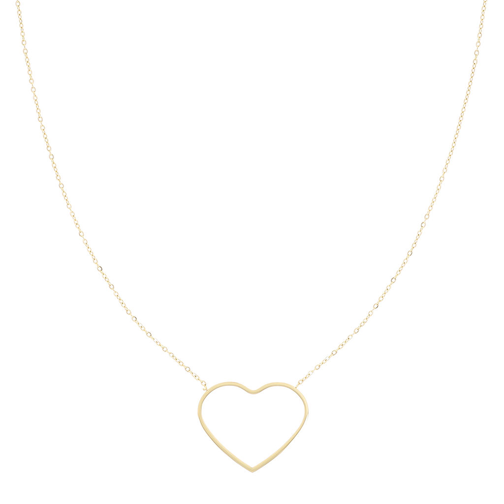 Gold coloured necklace with big heart